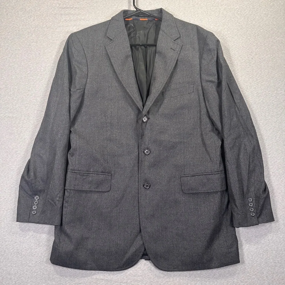 J.‎ Crew Blazer Jacket Sport Coat 44L Charcoal Gray Wool 3 Button